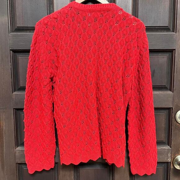Deadstock 1960s knit cardigan Red Women's Medium - Picture 4 of 8